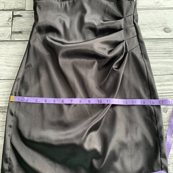 Vintage 90s Y2K B. Smart Black Satin Sparkle Ruched Halter Dress - Picture 14 of 14